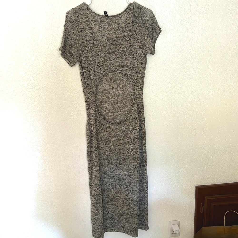H&M Divided Gray Cutout Back Dress- Size Medium- Worn Once!